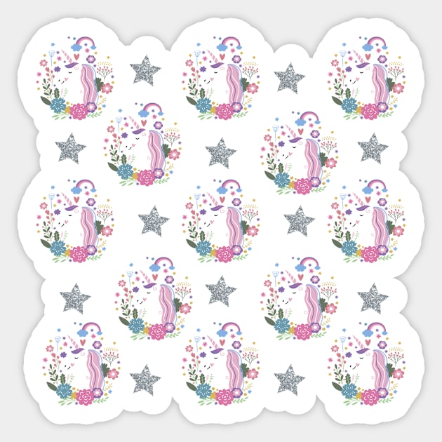 Unicorns Are Cool Pattern Sticker by Totalove